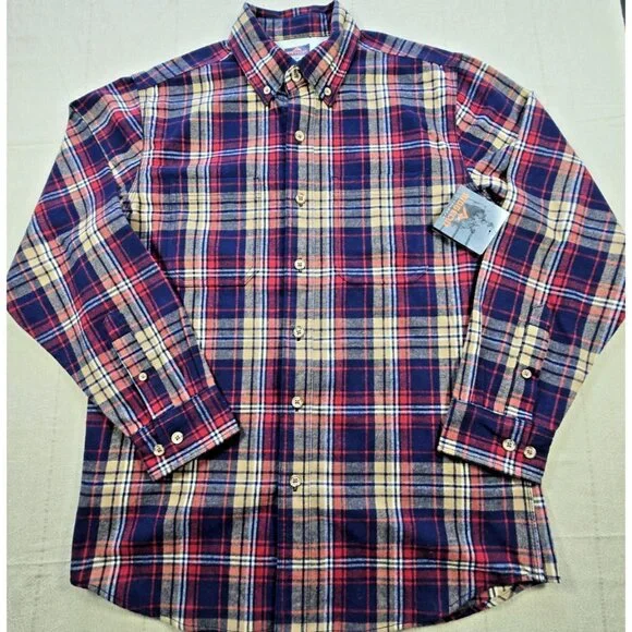 RidgeCut Tough Wear Red Blue Plaid Heavy Flannel Shirt Men’s Medium NWT - Picture 1 of 14